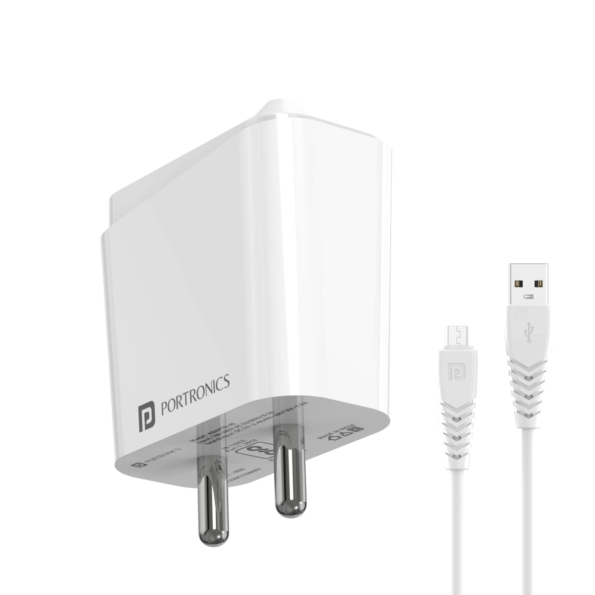 Portronics Adapto 41 M 2.4A 12w Fast Charging Adaptor with 1M Micro USB Charging Cable - 0