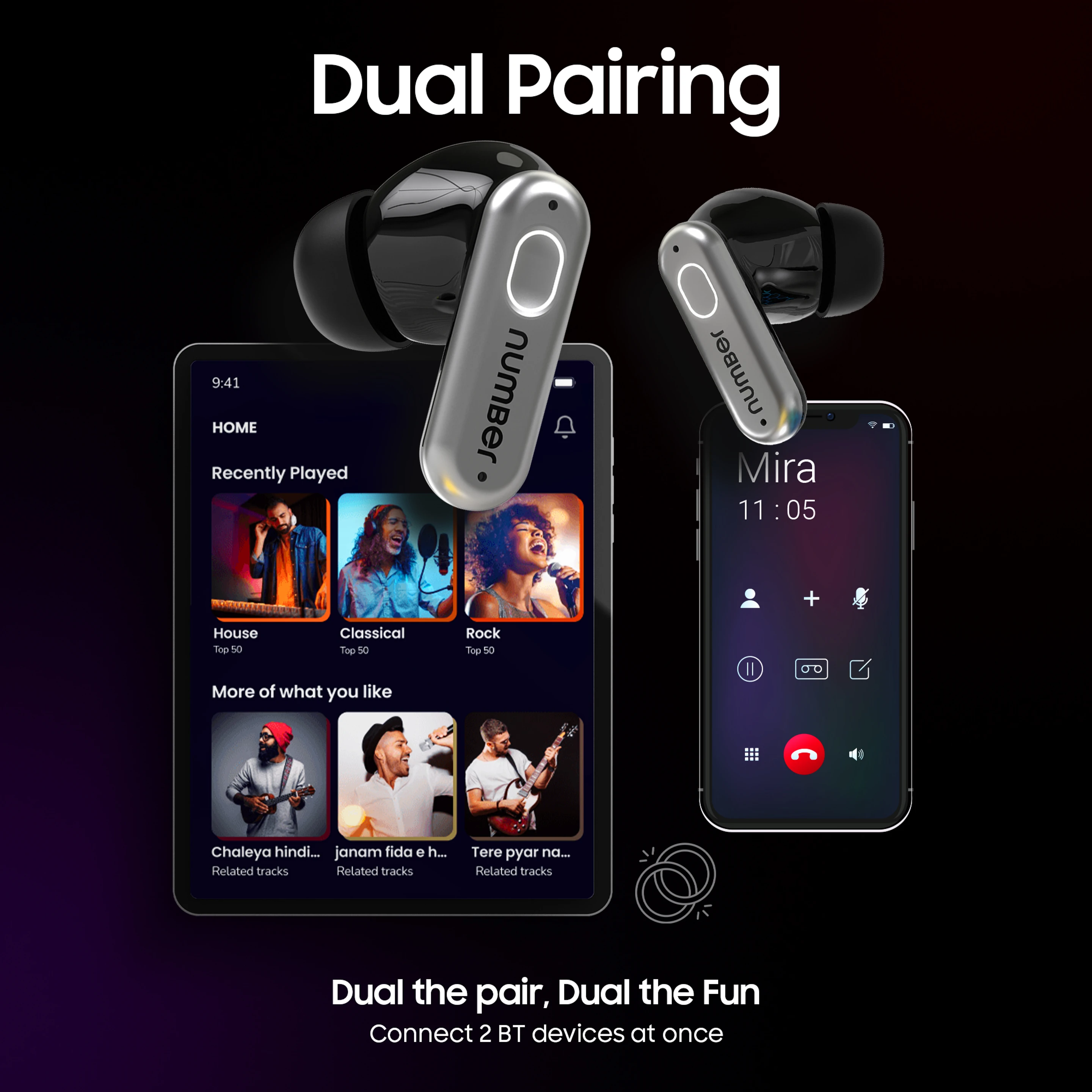numBer Super Buds 999 ANC Truly Wireless in Ear Earbuds with 40db Active Noise Cancellation - 2