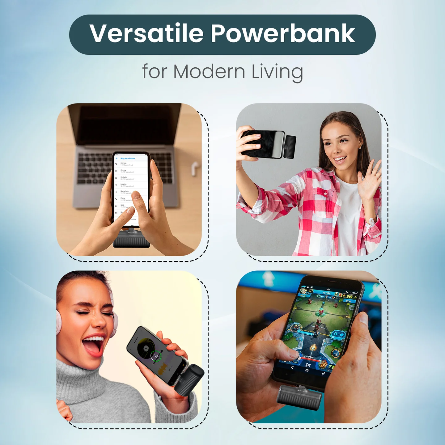 Portronics Power Pebble 5000mAh 20W Fast Charging Nano Powerbank, in-Built Foldable Type C - 2