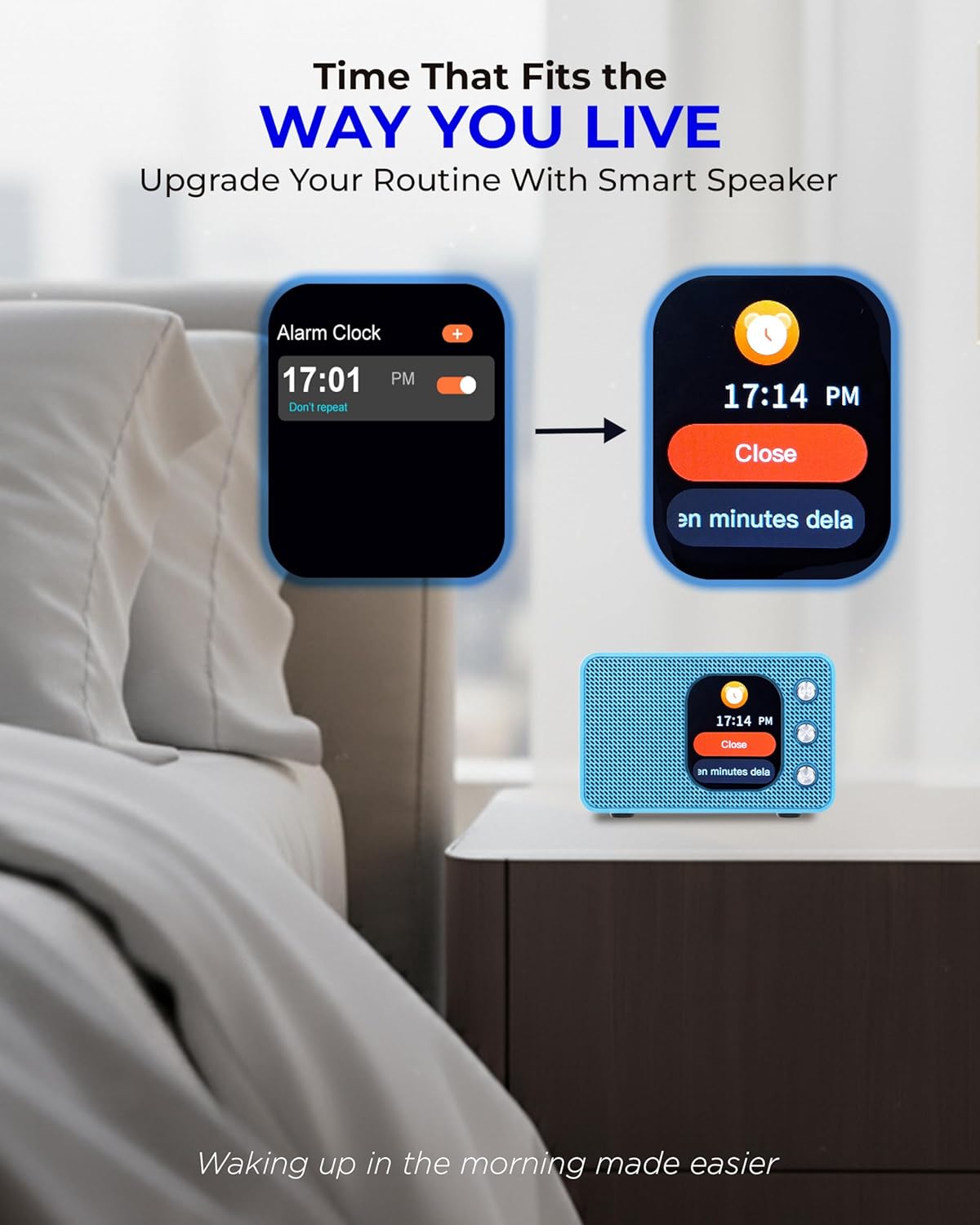 Whitesquare Mini Wireless Bluetooth Speaker 10W with Touch Screen, BT 5.4, 6H Battery, Type-C Charging - 3
