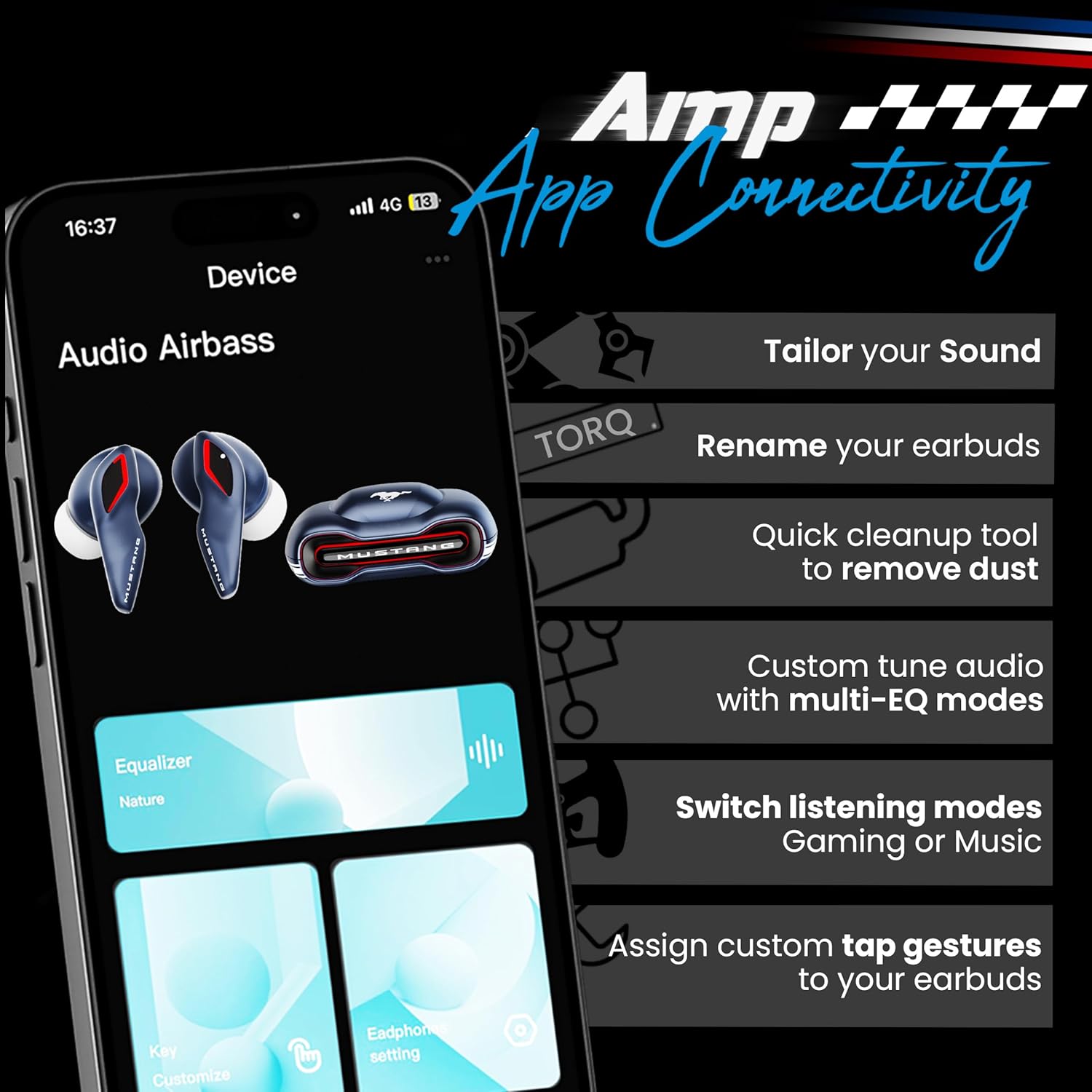 boult Mustang Torq Wireless in Ear Earbuds with 60H Playtime, App Support, Quad Mic ENC, 45ms Low Latency - 2