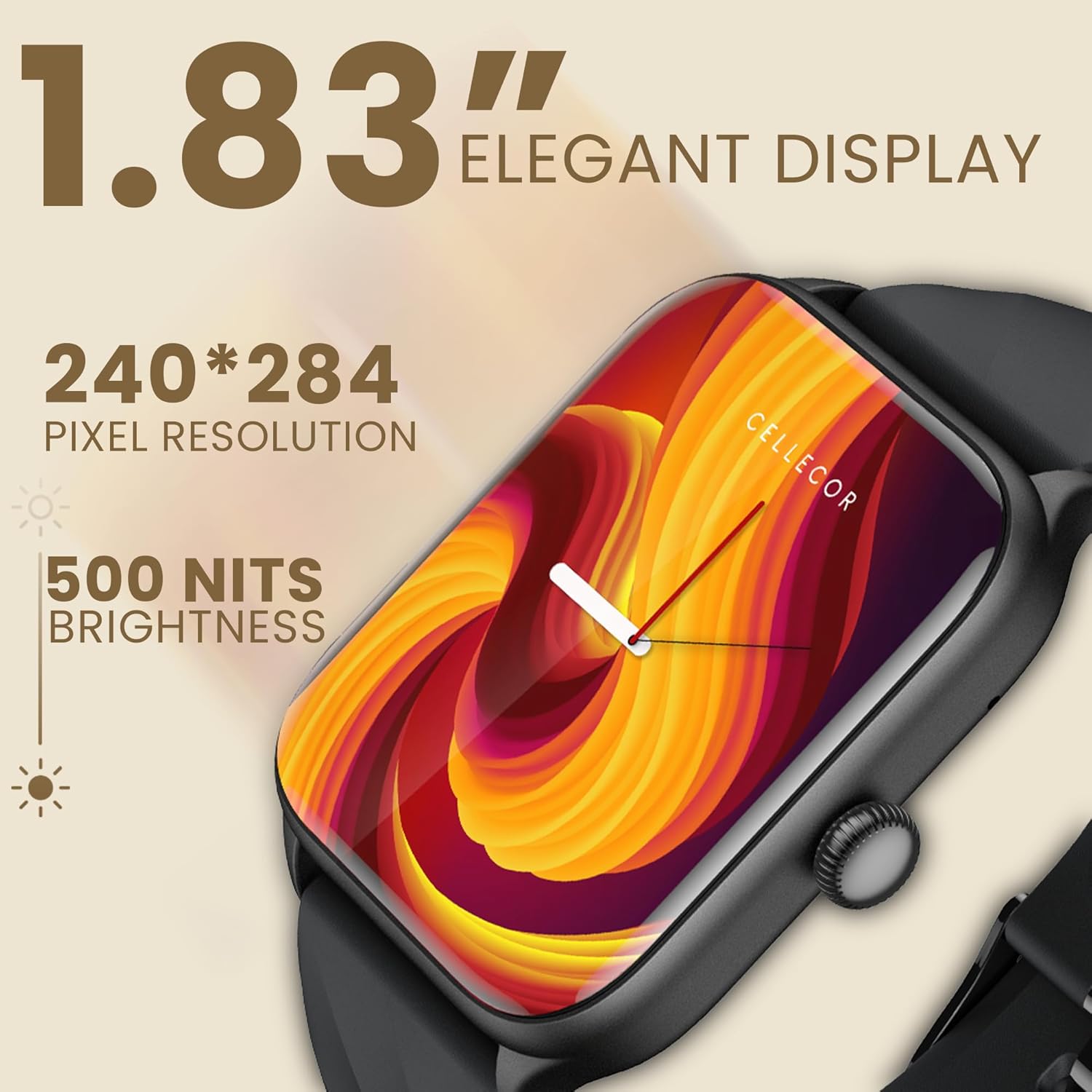 CELLECOR M1 Stew 1.83 IPS Display Smart Watch, Bluetooth Calling - 1