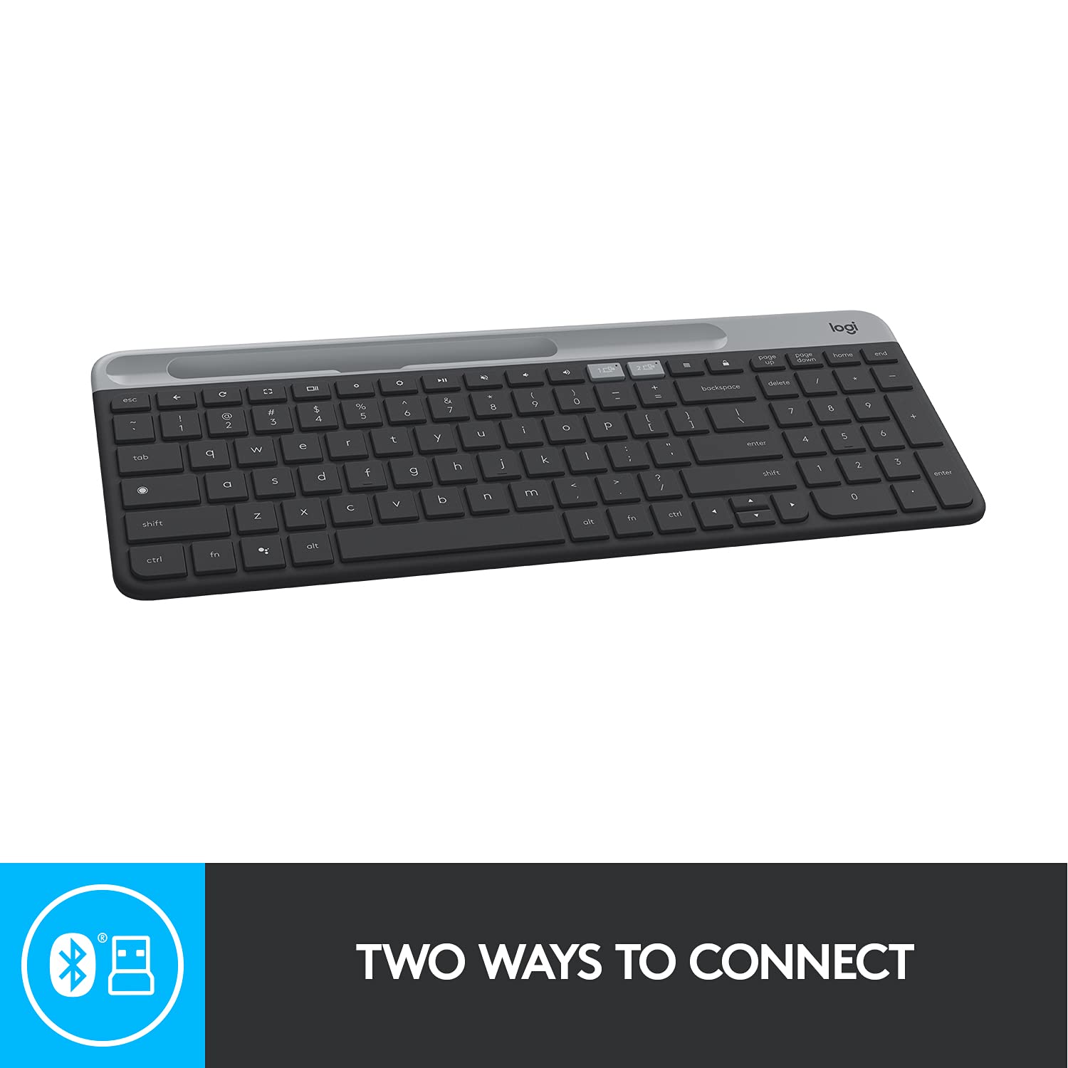 Logitech K580 Slim Multi-Device Wireless Keyboard - Bluetooth/Receiver, Compact, Easy Switch, 24 Month Battery, Win/Mac, Desktop, Tablet, Smartphone, Laptop Compatible - 2