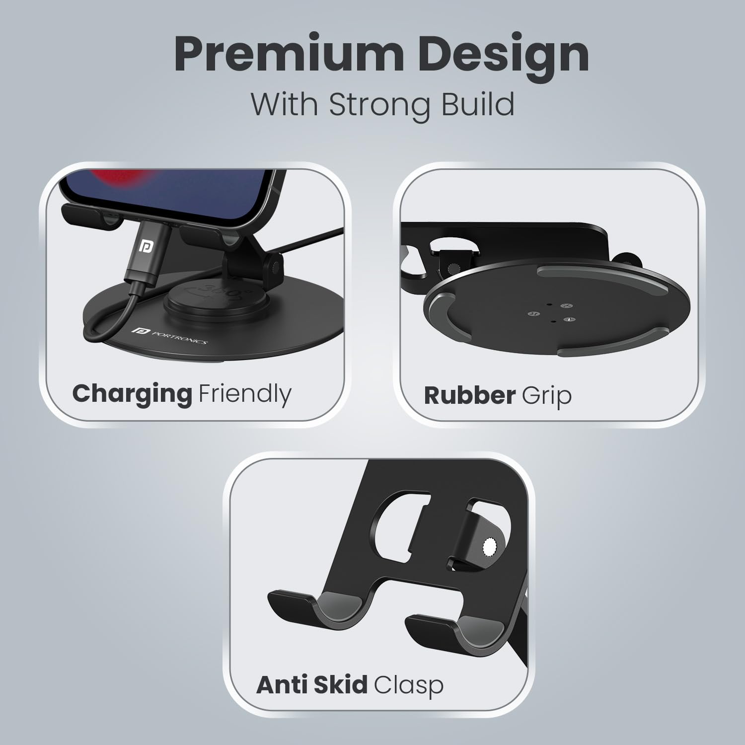 Portronics Mobot 4 Universal Mobile Holding Stand with 360°Rotatable & Height Adjustable - 2