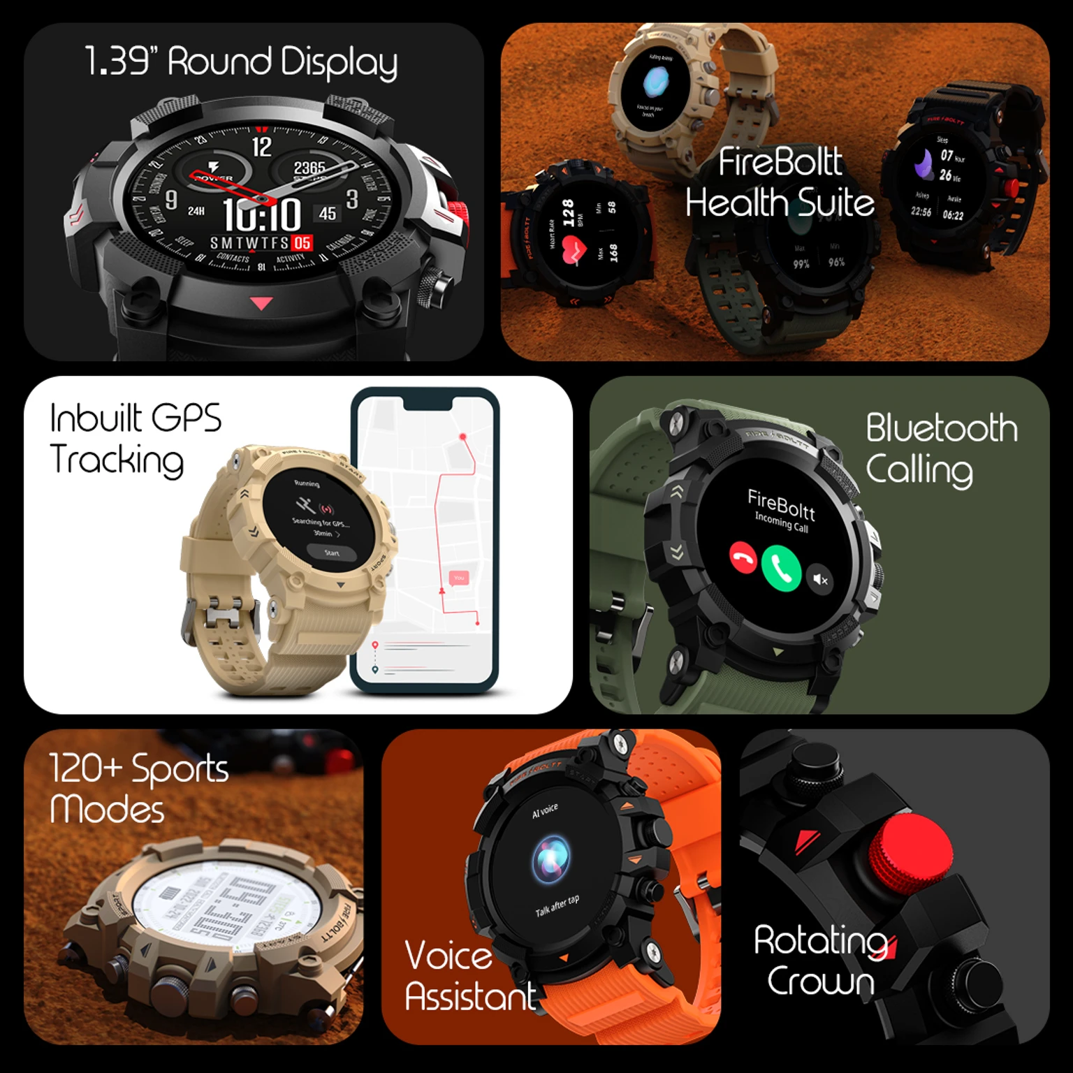 Fire-Boltt Expedition Smartwatch Full Touch GPS Tracking Smart Watch Bluetooth Calling - 1