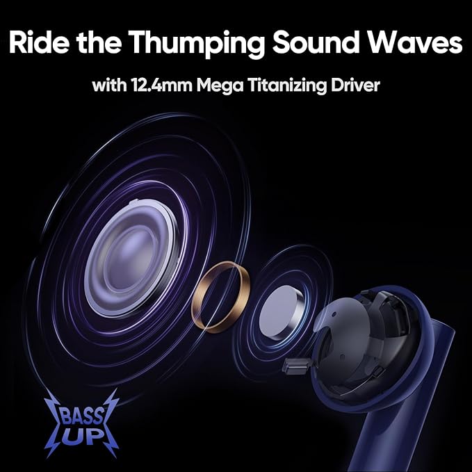 realme Buds Air 5 with 50dB ANC, 12.4mm Dynamic Bass Driver and upto 38 hours Playback Bluetooth Headset - 1