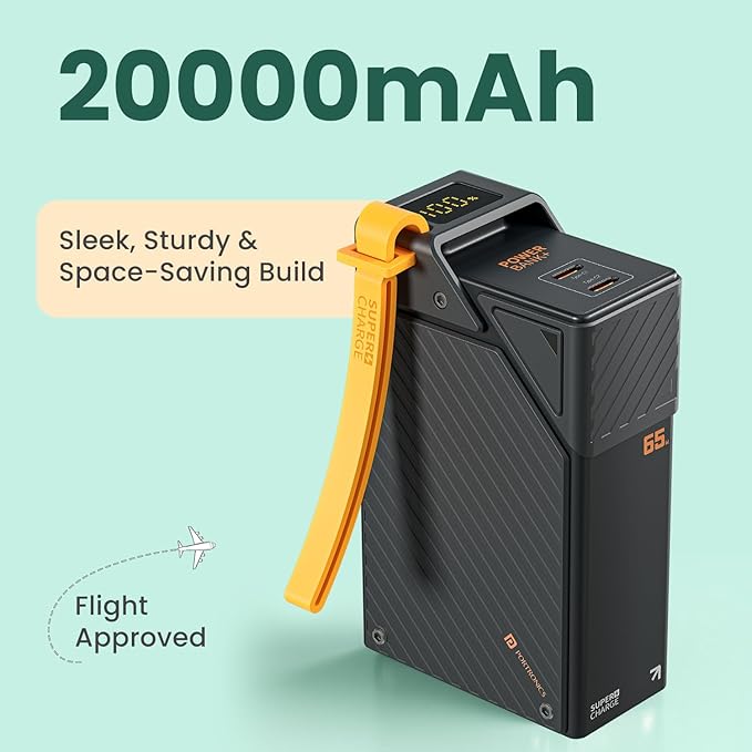 Portronics 65W Halley 20K 20000mAh Fast Charging Powerbank for Android Smartphones - 1