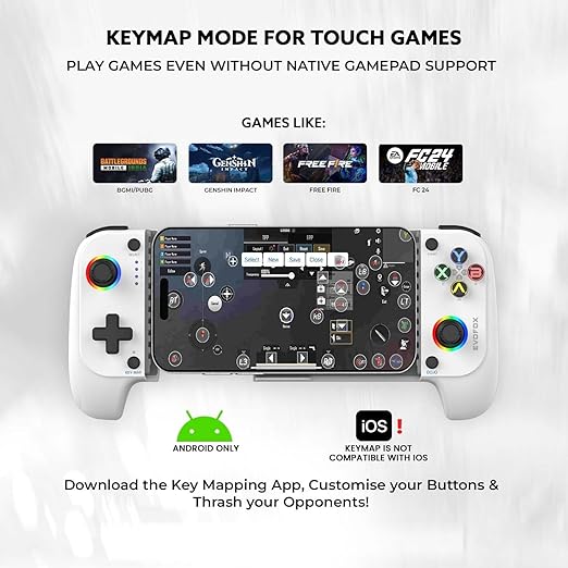 EvoFox Deck Smartphone Gamepad with iPhone/Android, XBOX, HID & Keymap modes | Bluetooth v5.0 | Dual Vibration motors - 1