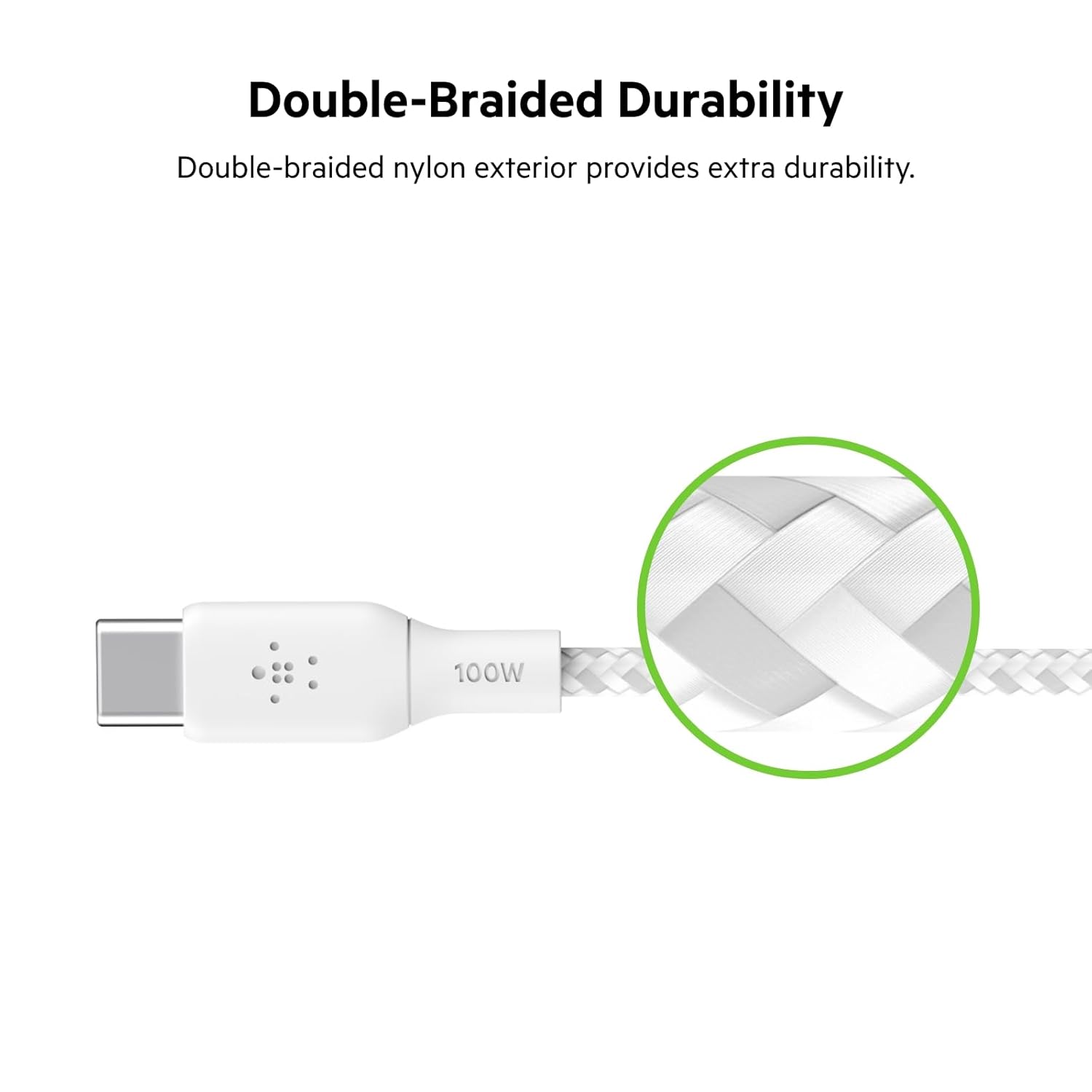 Belkin USB-C to USB-C Braided 6.6 feet (2 meters) 100W PD, Fast Charge and Sync Type C Cable - 2
