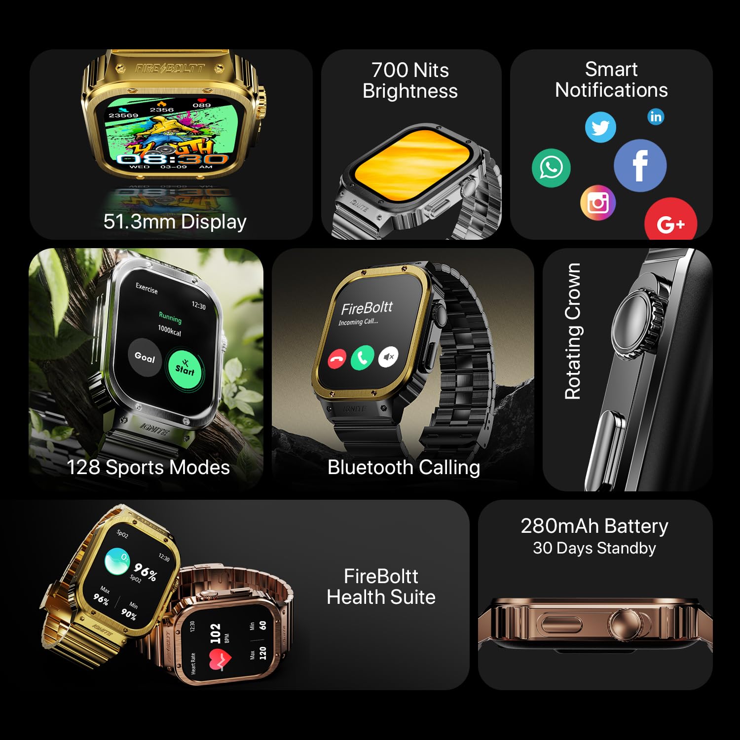Fire-Boltt Maverick Smartwatch IPS Display, Luxury Stainless Steel Look, Bluetooth Calling - 1