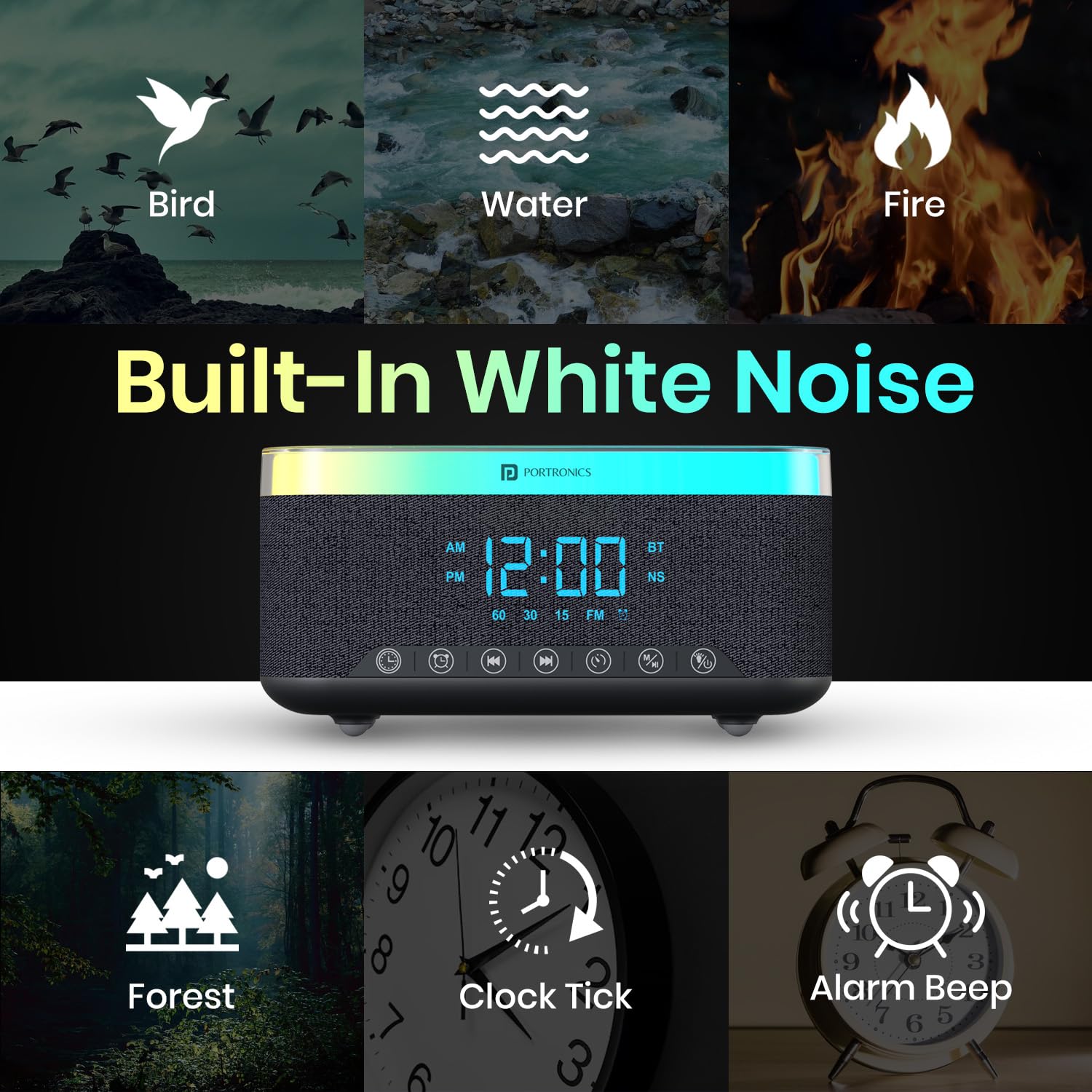 Portronics Trifusion 16W HD Sound Bluetooth Speaker with 15W Wireless Charging, 360°RGB LED Lights - 2