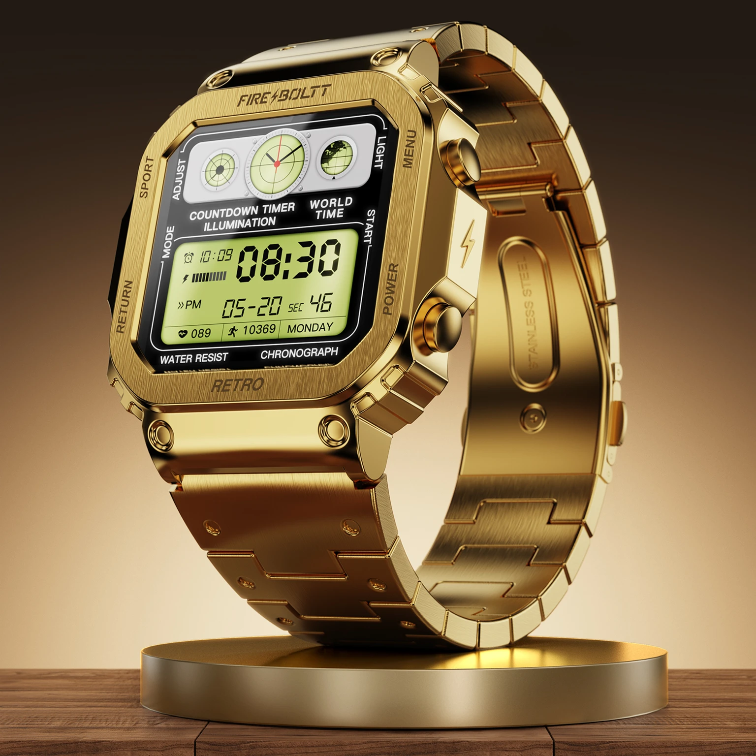 Fire-Boltt retro Smartwatch, Stainless Steel Design, Bluetooth Calling - 0