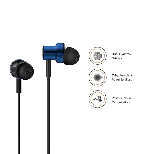 Mi Dual Driver in-Ear Earphones with Mic, Crisp Vocals & Rich Bass, Tangle-Free Cable, One Touch Voice Assistant - 1