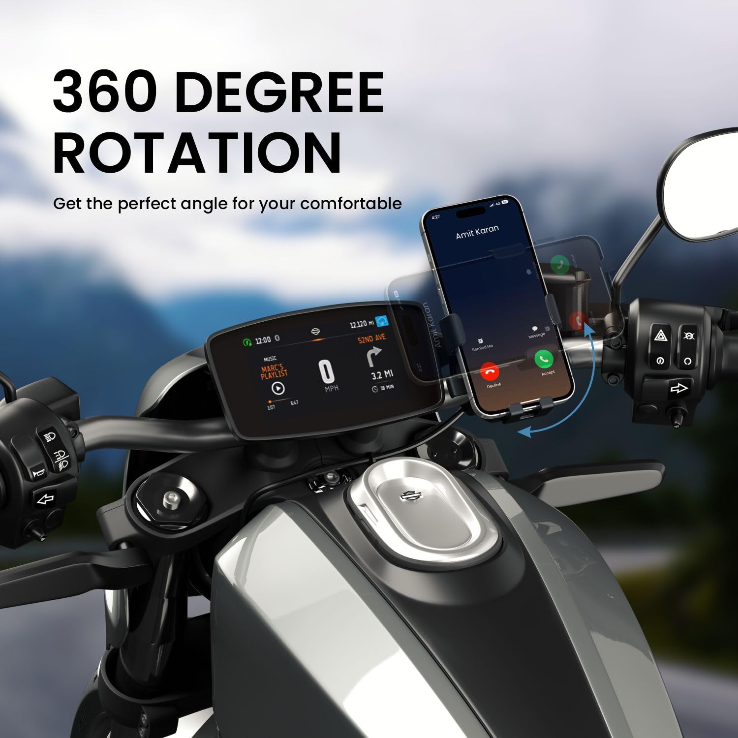 Portronics Mobike 4 Bike Phone Mount with 360° Rotational, Strong Hold for Bicycle, Motorcycle - 1