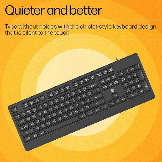 HP KM 180 Wired Mouse and Keyboard Combo, USB Plug-and-Play, 1200 dpi - 2