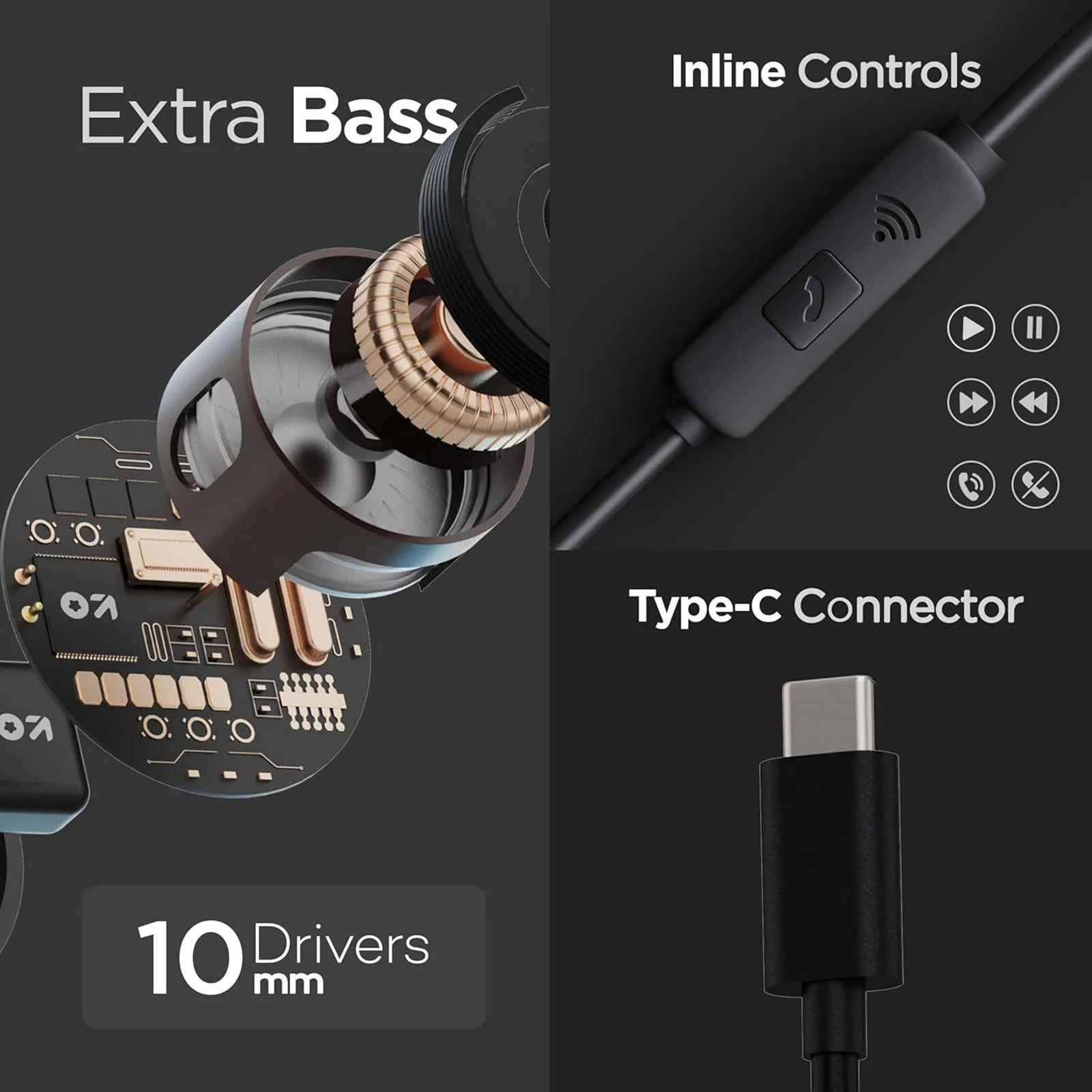 GOBOULT X1 Pro Wired Earphone with Mic (USB Type-C Connector, In Ear, - 4