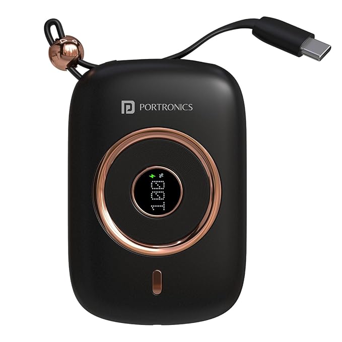 Portronics Power Shutter Pro 35W 10000mAh SuperFast Charging Wired Powerbank with in-Built Type C PD Cable - 0