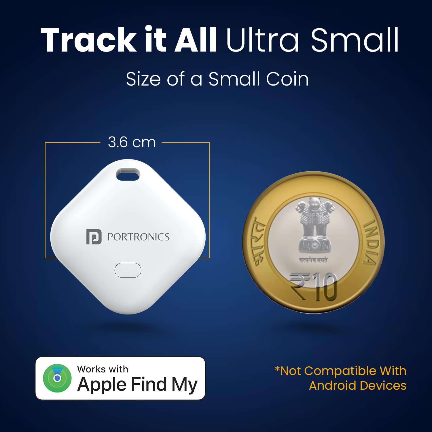 Portronics Worldtag Item Finder with long Battery Life, Bluetooth Tracker,MFi Certified - 1