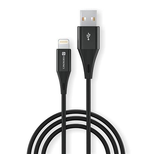 Portronics Konnect B+ 8 Pin Usb Cable 3.0 Amp Output with Charge & Data Sync - 0