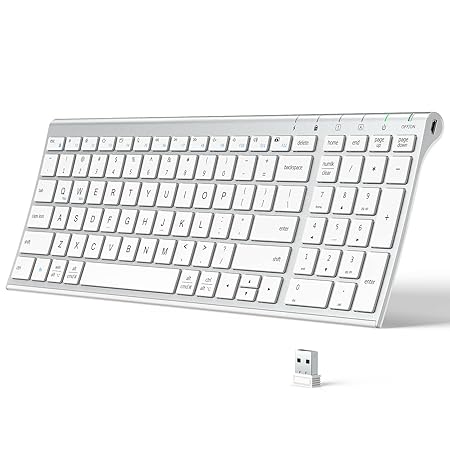 iClever Wireless Keyboard With Number Pad,Rechargeable Keyboard, Full-Size Stainless Steel Ultra Slim Keyboard - 0