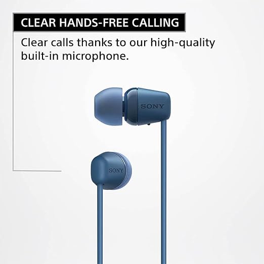 Sony WI-C100 Wireless Headphones with 25 Hrs Battery, Quick Charge, DSEE-Upscale, Splash Proof (IPX4), 360RA, Clear Bass, Fast Pair, in-Ear - 1