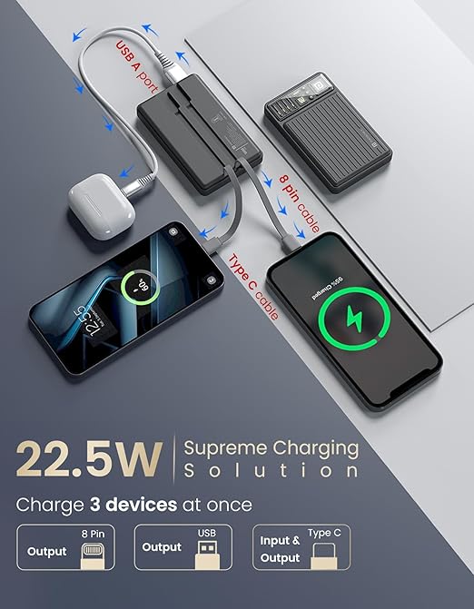 Portronics Luxcell Bind Mini 10k 10000mAh Nano Powerbank with 22.5W Fast Charging - 2