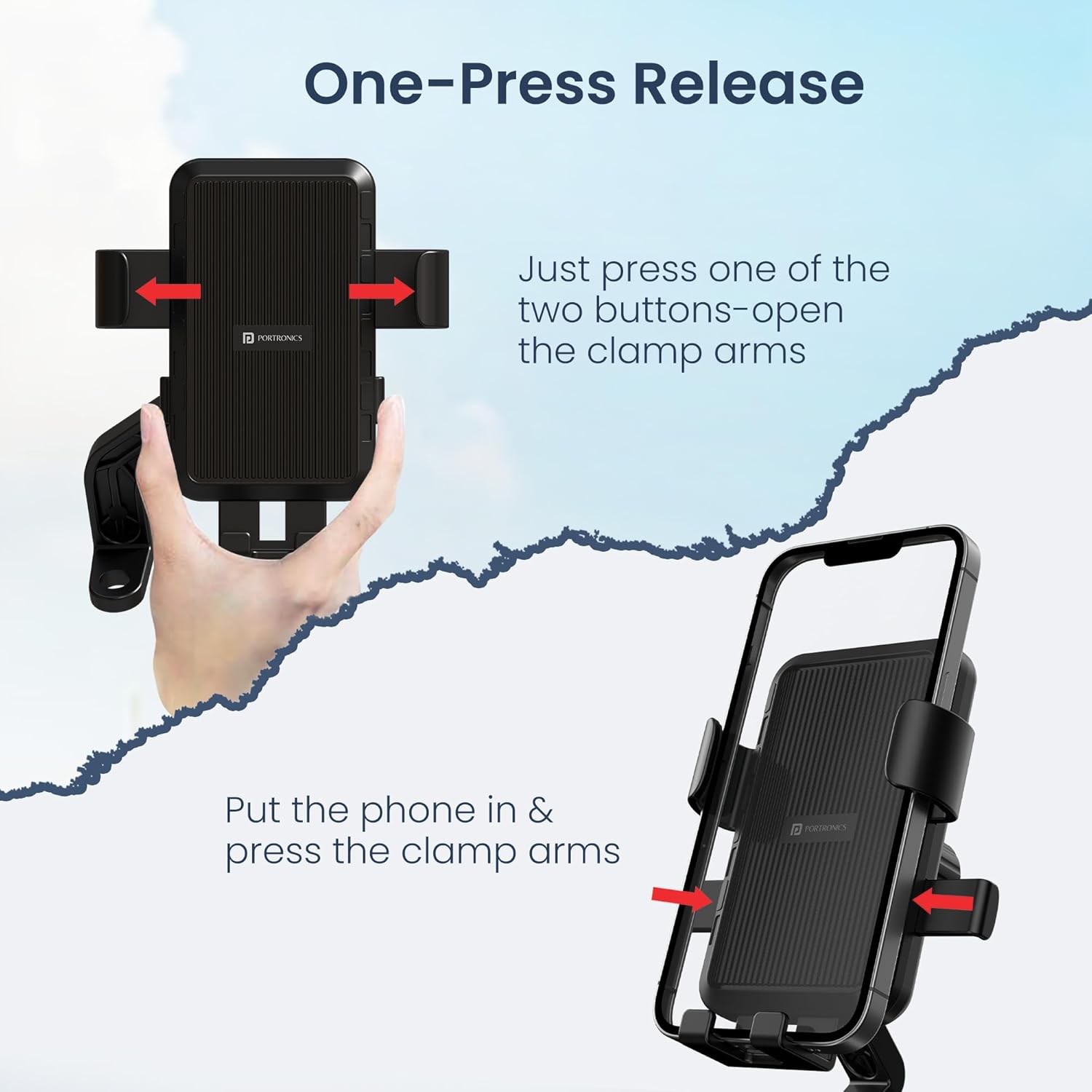 Portronics Mobike 5 Scooty/Scooter Phone Holder with Mirror Mount, 360 Degree - 2