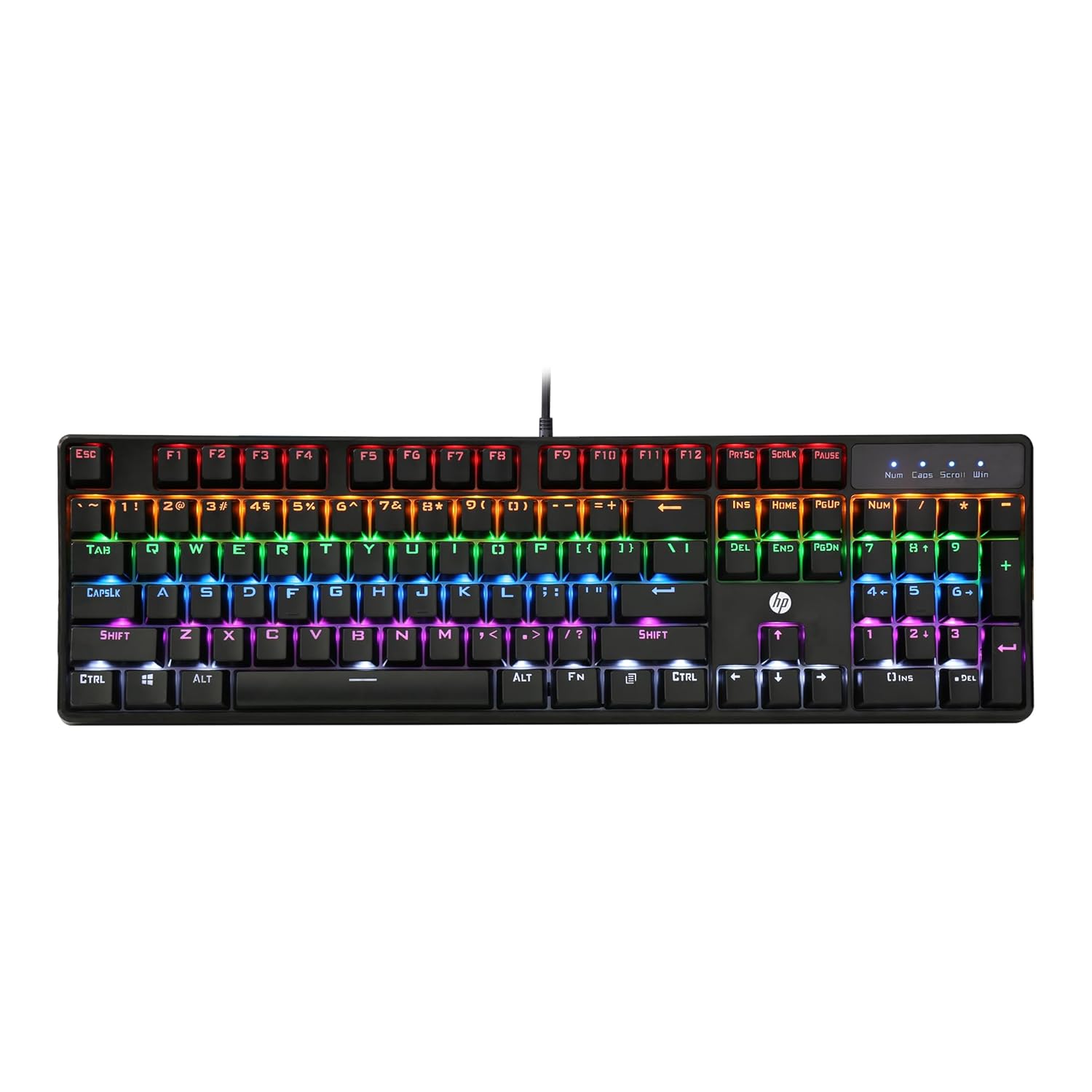 HP GK320 Wired Full Size RGB Backlight Mechanical Gaming Keyboard, 4 LED Indicators, Mechanical Switches, Double Injection Key Caps, and Windows Lock Key - 0
