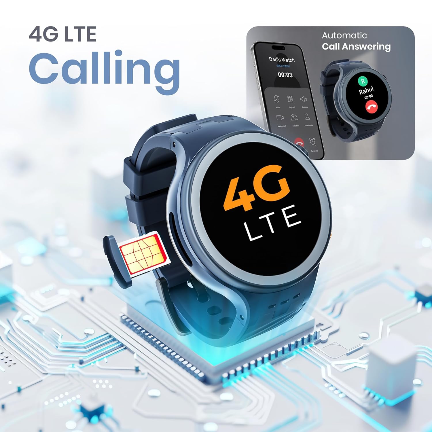 AGEasy Protec Fall Detection Smartwatch for Seniors with 4G LTE Calling, SOS Button for Emergencies, 1.28” AMOLED Display, IP68 Water Resistance, Pill Reminder & One Full Day Battery Life - 0