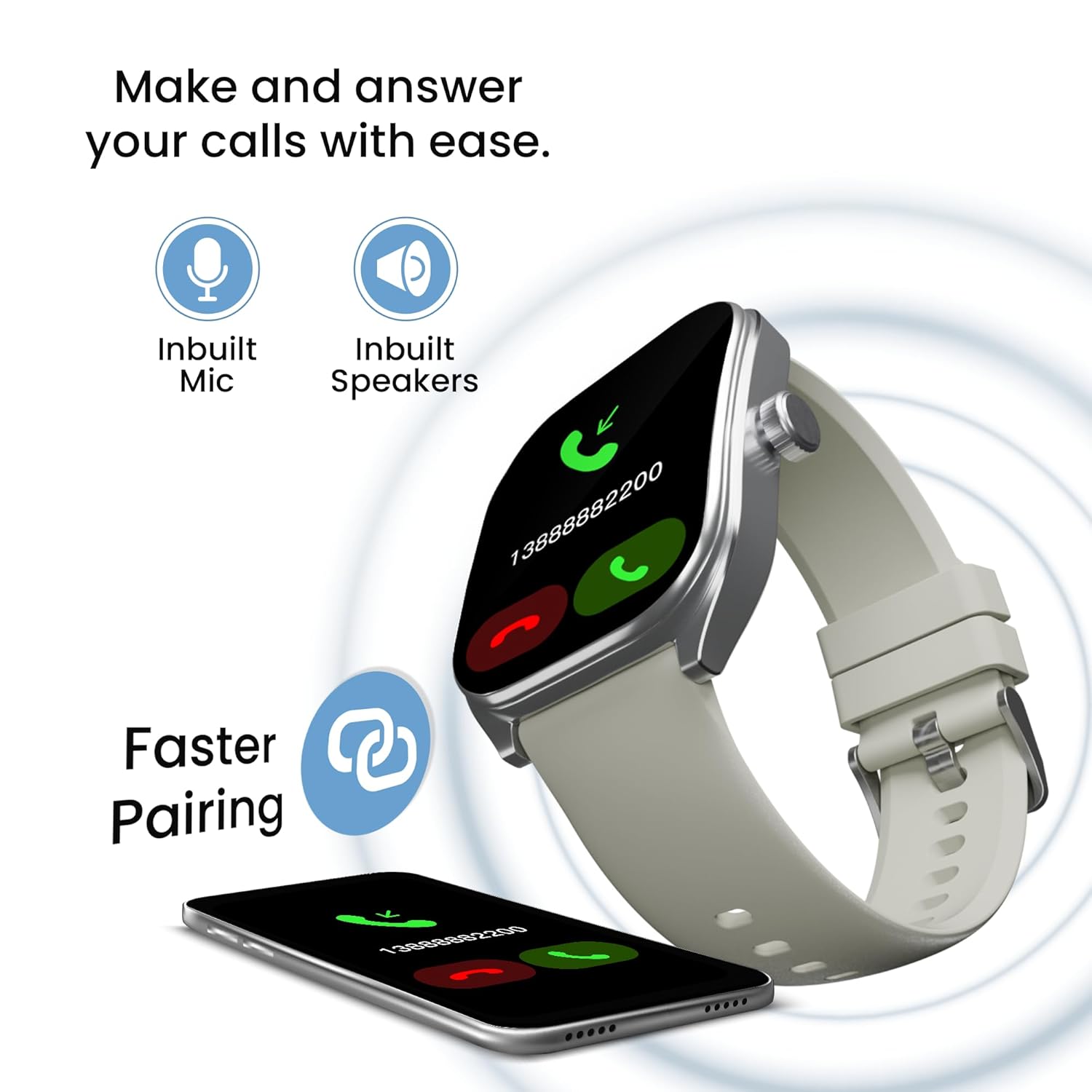 CELLECOR M6 Twist 2.01" HD Curved Display Smart Watch, Bluetooth Calling, 100+ Watch Faces - 2