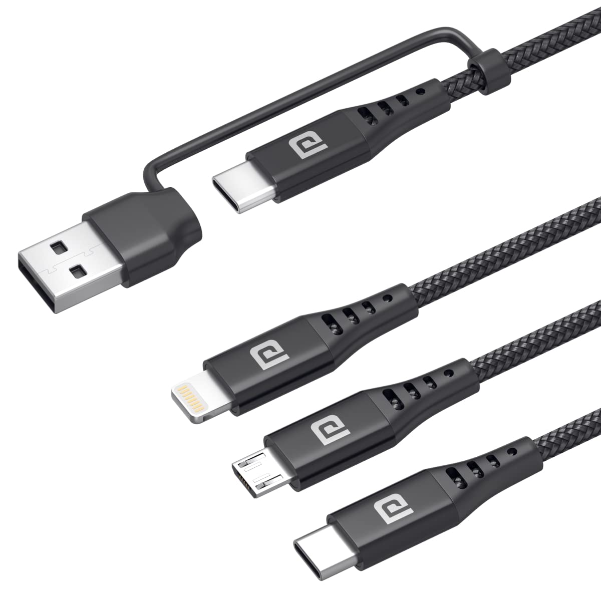 Portronics Konnect J9 3-in-1 (Type C + 8Pin + Micro USB) Cable with Changeable USB Head with 3.0 A - 1