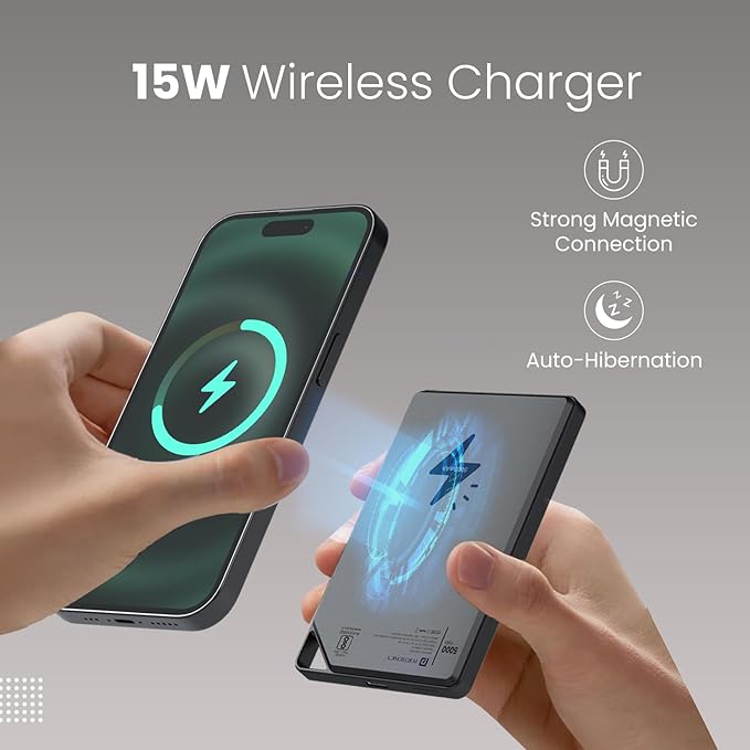 Portronics Boosty 5k 5000mAh 15W Wireless Magnetic Fast Charging Nano Powerbank, Metallic Finish - 2