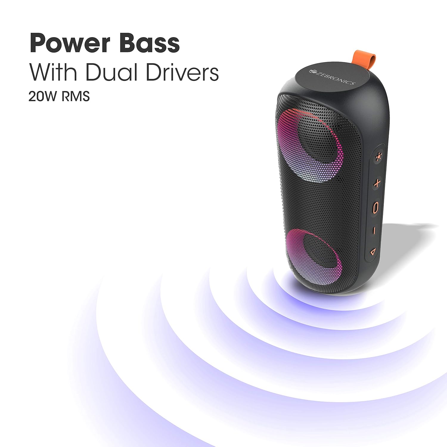 Zebronics Zeb-Music Bomb X Wireless 20W Portable Speaker, 4000 mAh Battery, RGB Lights - 1