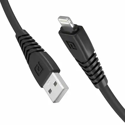 Portronics Konnect Core 8 PIN Cable Tangle-Free with 3A Rapid Charging & 480mbps Data Transmission, 1 Meter Length(Black) - 1