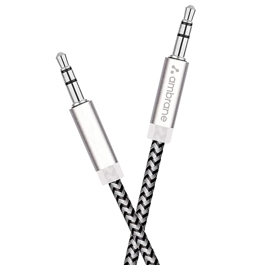 Ambrane Unbreakable 3.5mm Male to Male AUX Stereo Audio Cable for Smartphone, 1.5 Meter - 0