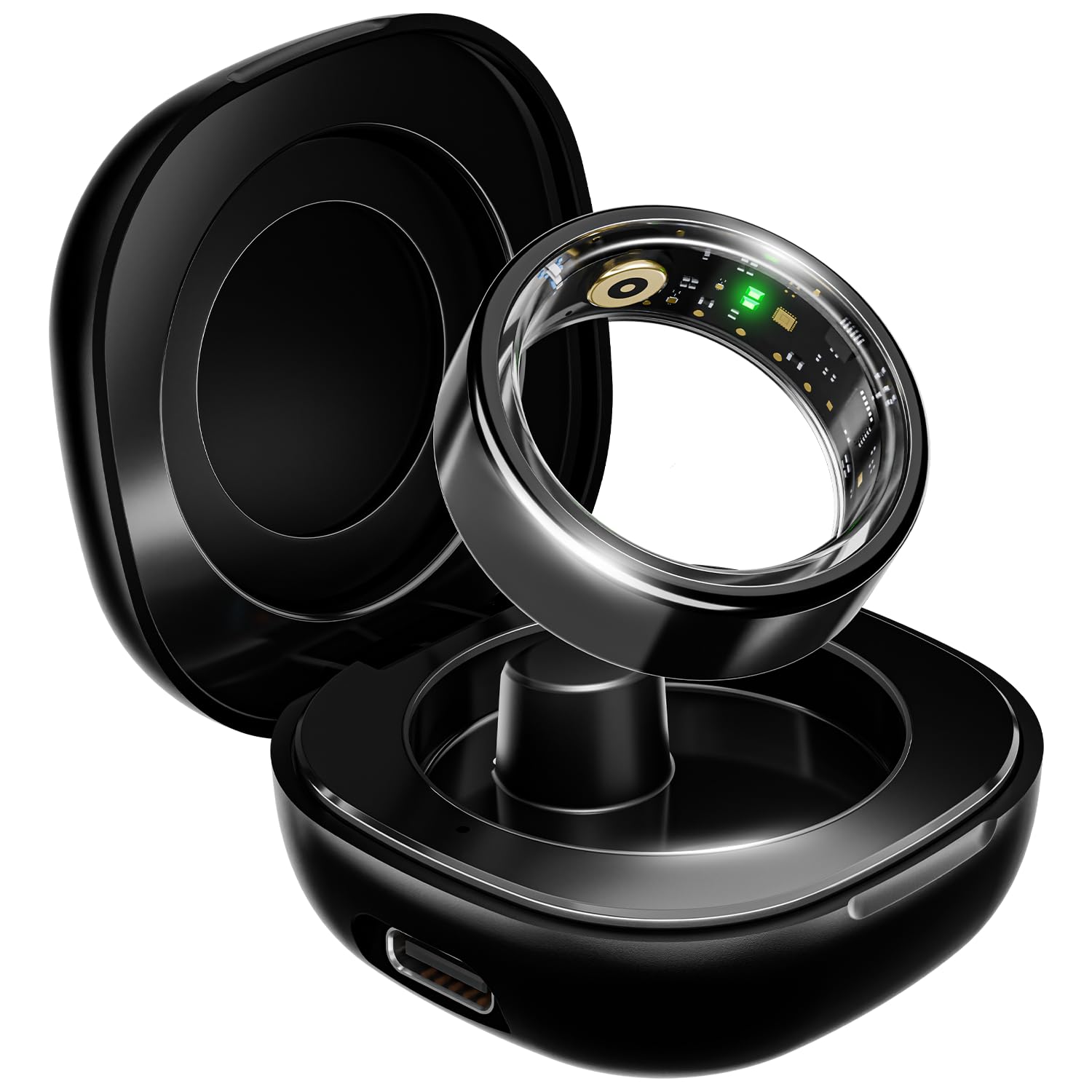 Boat SmartRing Active w/Stylish Stainless-Steel & Lightweight, Health Monitor, Magnetic Charging Case - 0