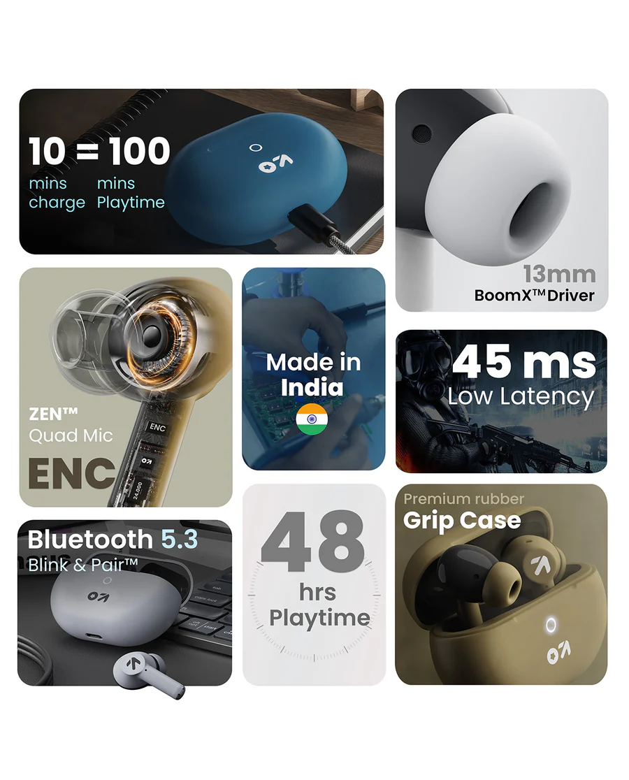 Boult W40 with Quad Mic ENC, 48H Battery Life, Low Latency Gaming, Made in India, 5.3v Bluetooth Headset - 1