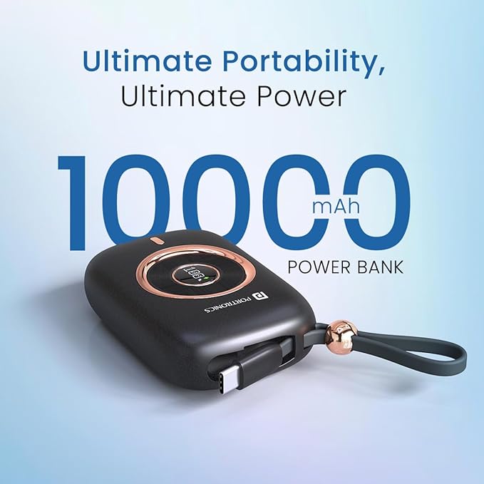 Portronics Power Shutter Pro 35W 10000mAh SuperFast Charging Wired Powerbank with in-Built Type C PD Cable - 1