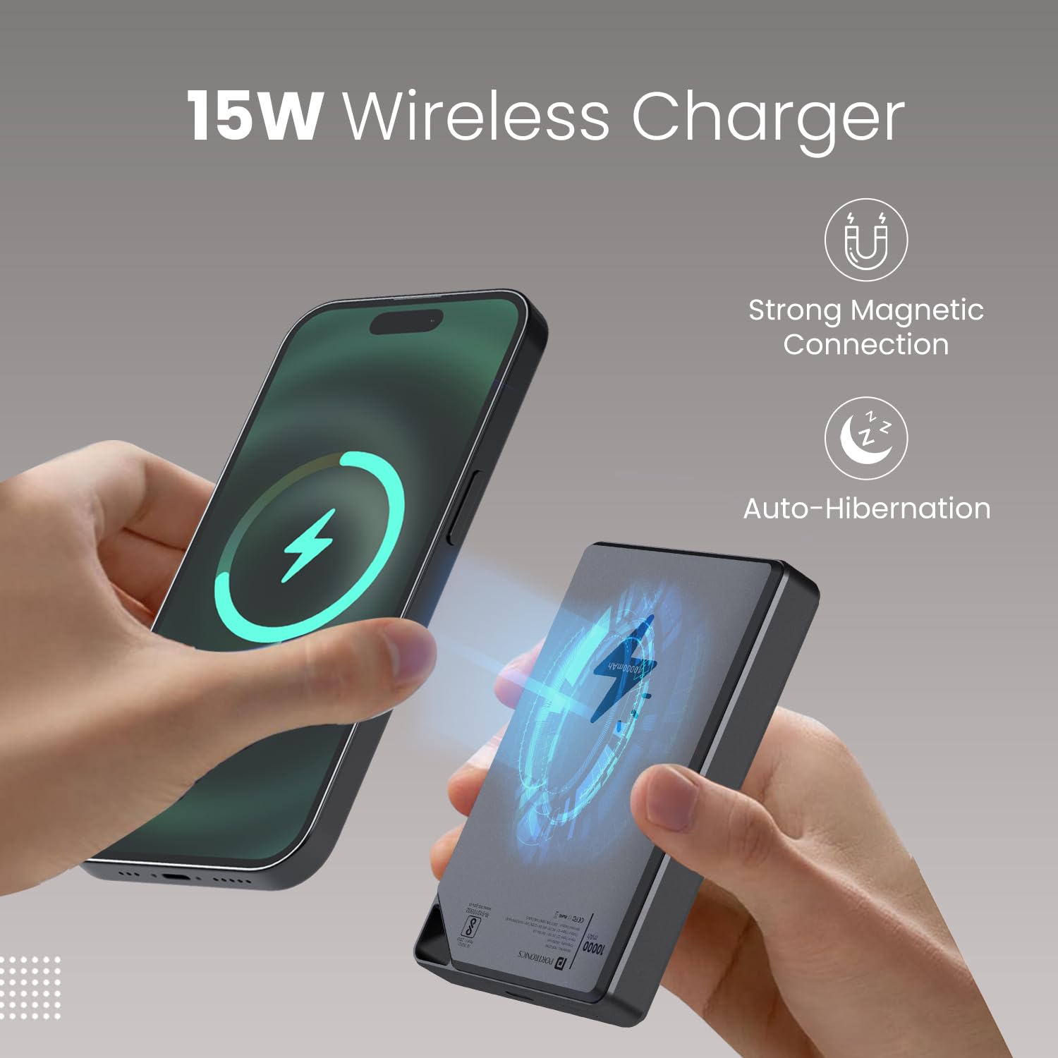 Portronics Boosty 10K 10000mAh 15W Wireless Magnetic Fast Charging Nano Powerbank - 2