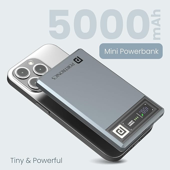 Portronics Magclick 5k 5000mAh Slim Magnetic Fast Charging Wireless Powerbank with 20W Wired - 2
