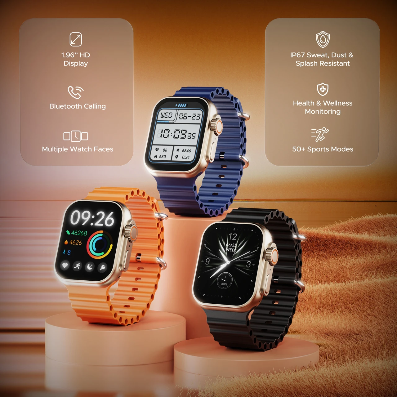 boAt Wave Genesis 1.96'' HD Display, BT Calling, Functional Crown & Metal Body Smartwatch - 1
