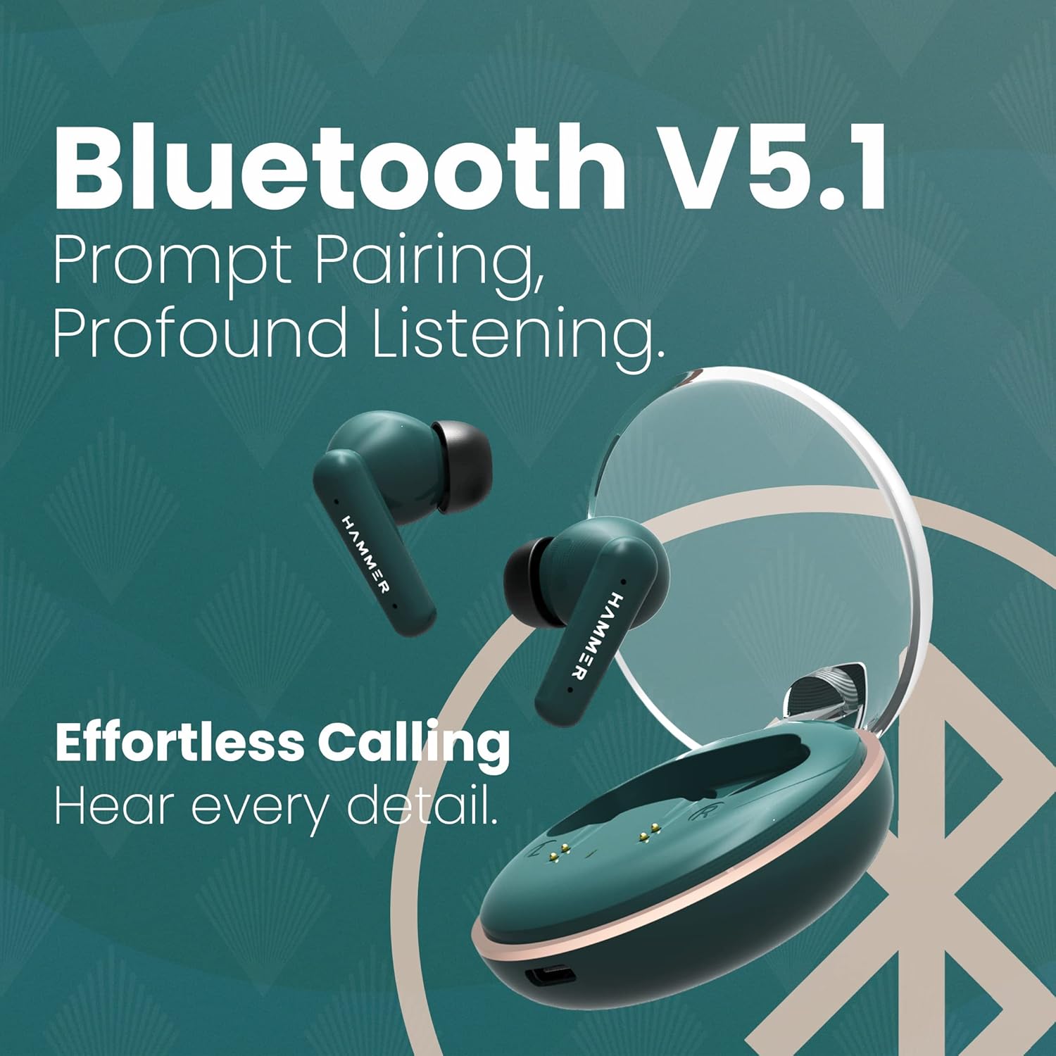 HAMMER Airflow Plus TWS Earbuds with Bluetooth 5.1, Type-C Charging, Smart Touch Control - 1