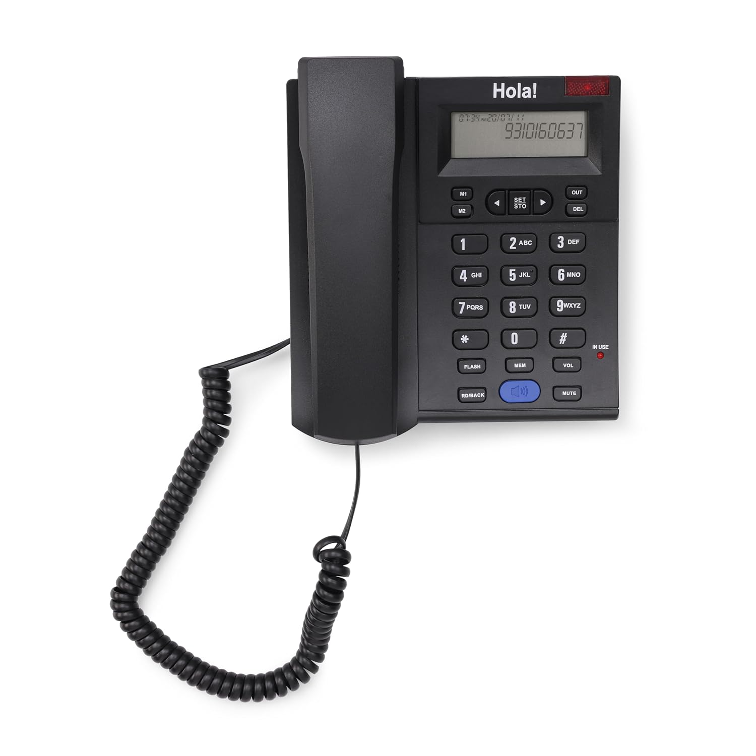 Hola TF-610 CLI Caller ID Corded Wall Mountable Landline Phone for Intercom and EPABX Desk (Black) - 0