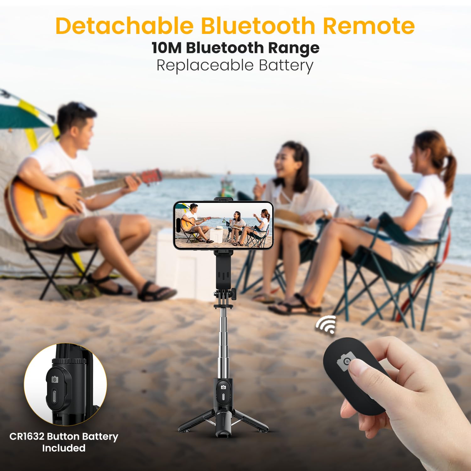 Portronics Lumistick Mini Extendable Multifunctional 3-in-1 Selfie Stick - 1