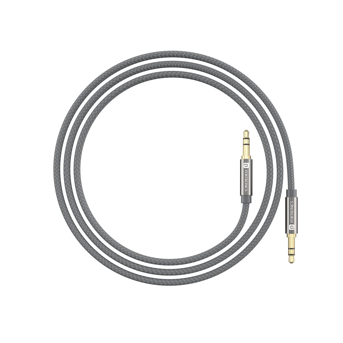 Portronics Konnect Aux 7 3.5mm Male to Male Aux Cable with 2 Meter Cable Length, 24K Gold-Plated Connectors - 0