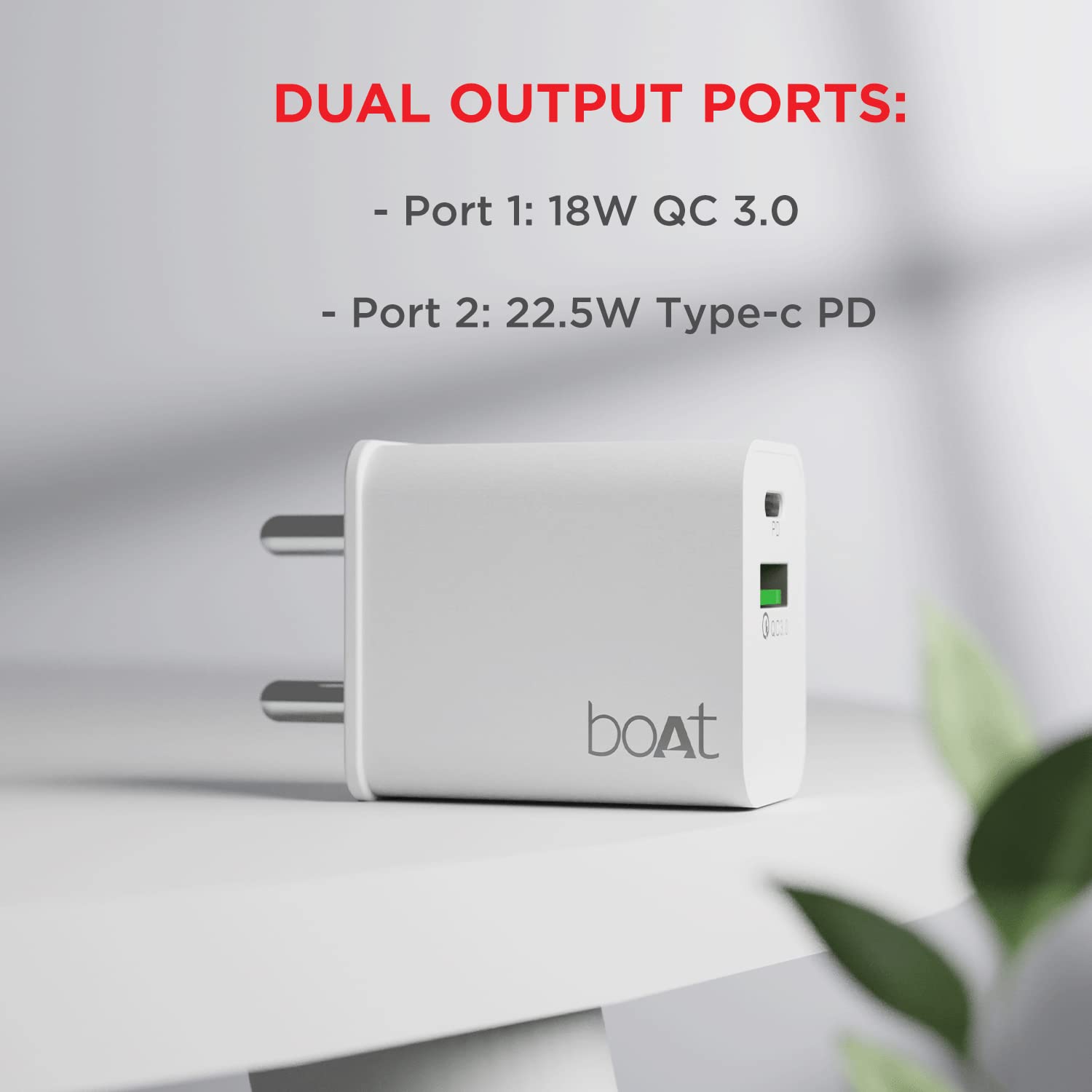 Boat WCDV 22.5W Dual Port Fast Charger, Overheat/Overcharge Protection, Auto Detection - 2