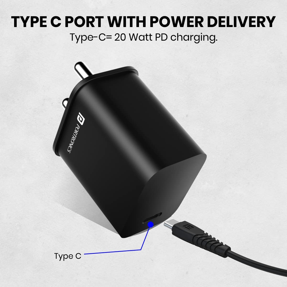 Portronics Adapto 20C Type C 20w Adapter - 2