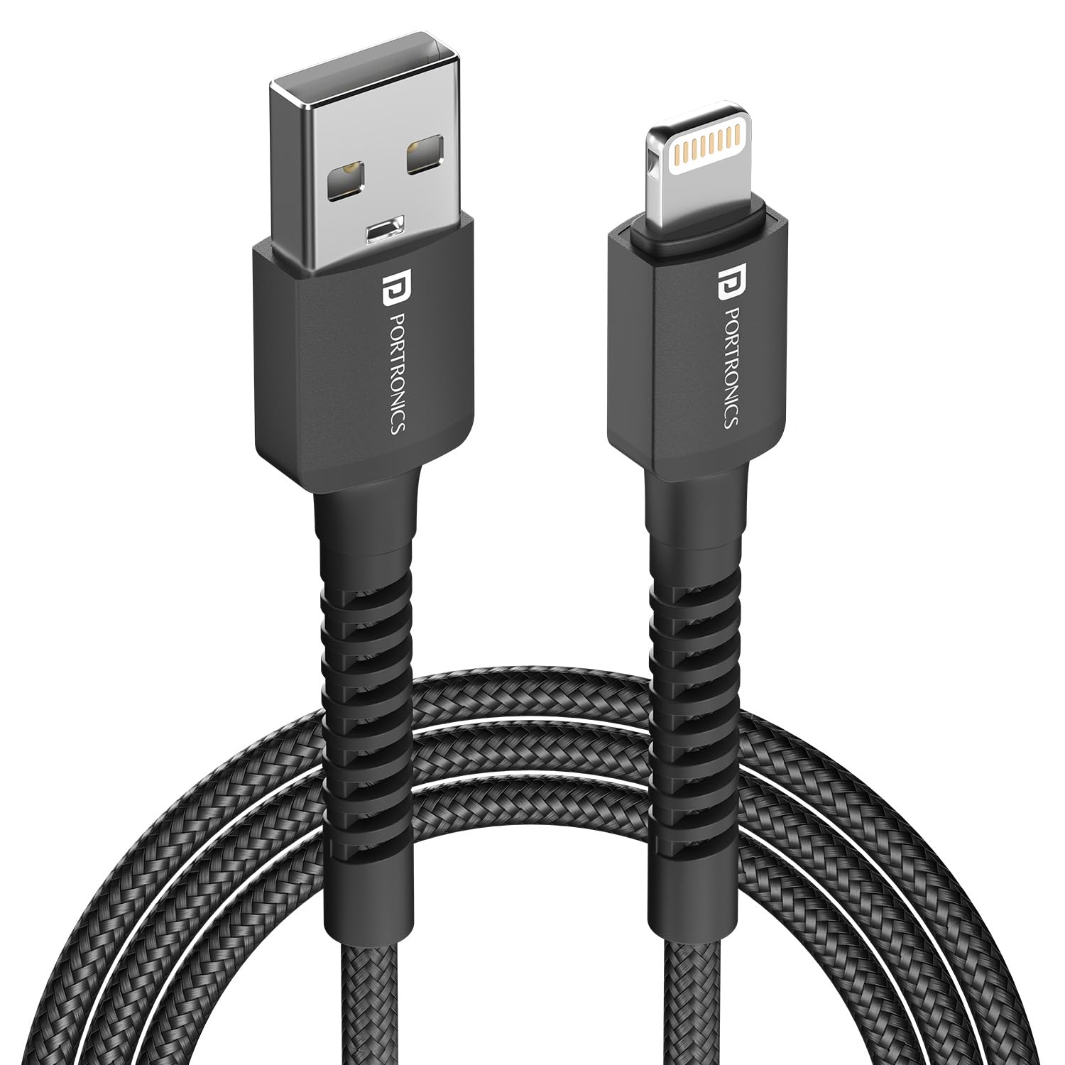 Portronics Konnect X USB to 8 Pin Cable with 3A Output, Fast Charging & Data Transfer, Nylon Braided - 0
