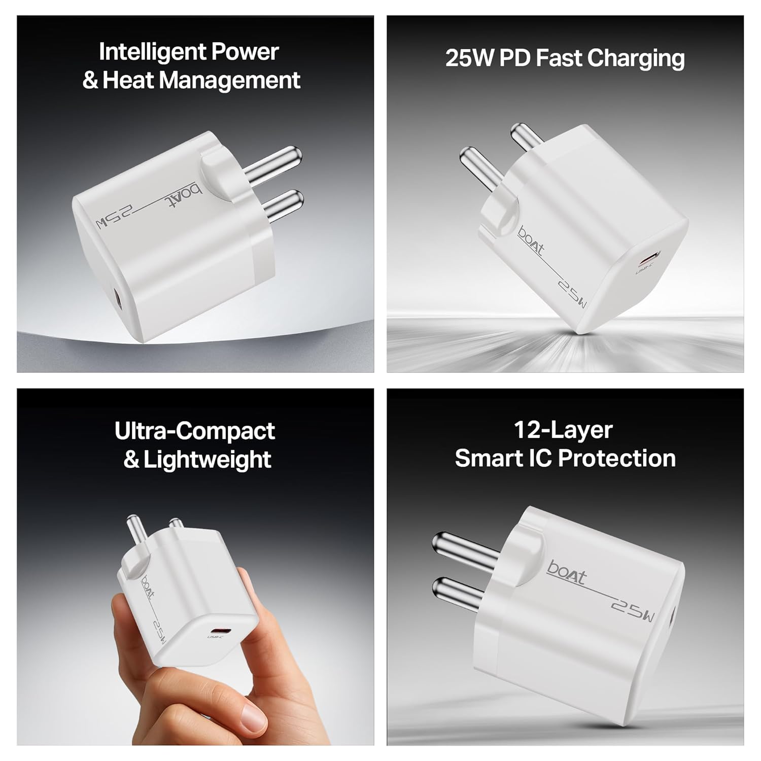 Boat 25W GaN Fast Charger Overheat/Overcharge Protection - 1