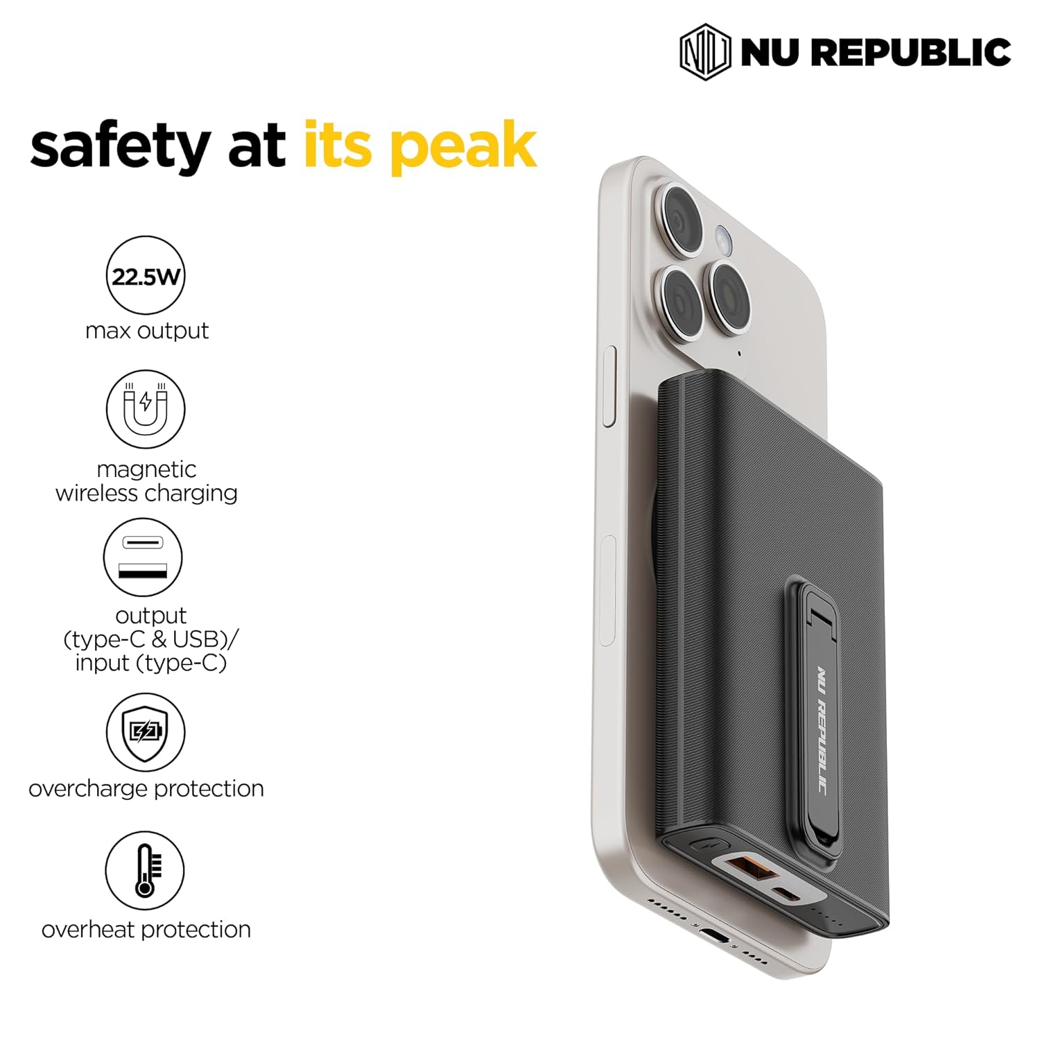 Nu Republic Powerpop X2 10000 mAh with Dual Output Type-C & USB-A Wireless Powerbank Compatible - 2